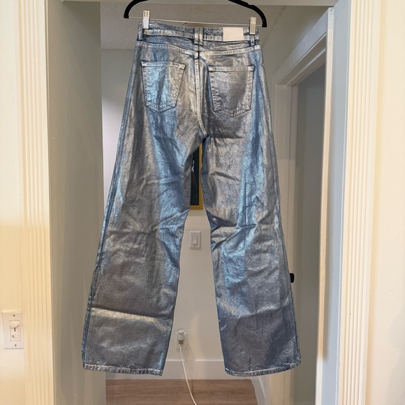Zara Z1975 Mid Rise Straight Cut Metallic Jeans Sz 2 Eras Tour Festival Concert - Picture 10 of 11